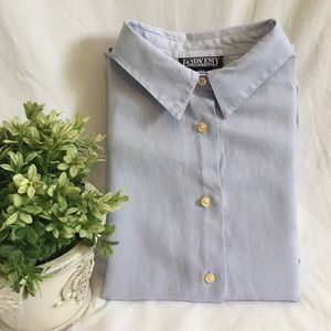 Men’s Lands’ End Blue Linen Button Down 20W